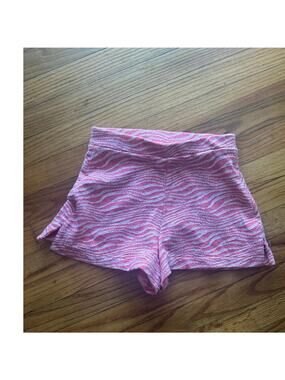 Zara Pink & White Zebra Print High-Rise Shorts – Size XS